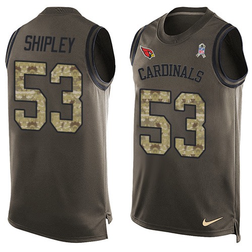 Men's Limited A.Q. Shipley Nike Jersey Green - #53 Salute to Service Tank Top NFL Arizona Cardinals
